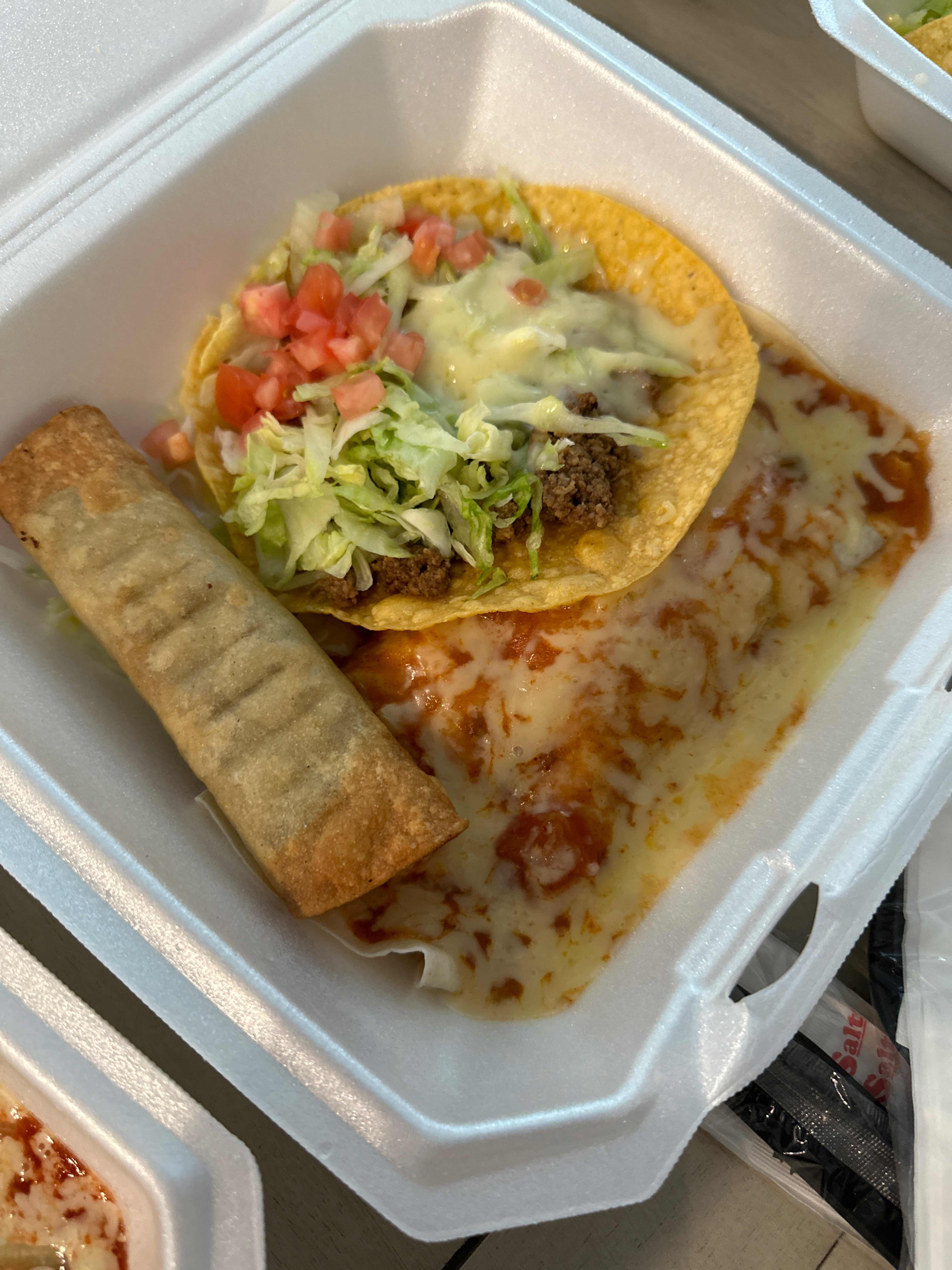 L. Burrito, Flauta and Beef Tostada