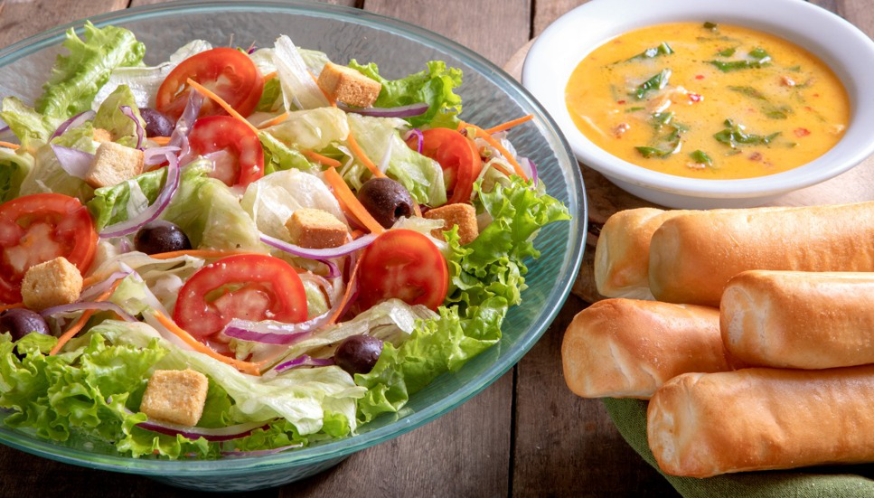 Salad, Soup and Breadstick