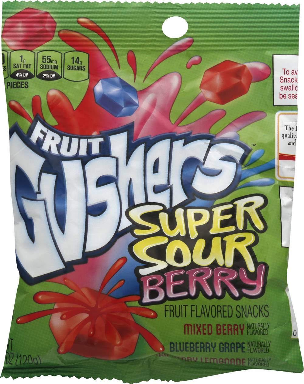 Gushers Super Sour Fruit Snacks, Berry (4.25 oz)
