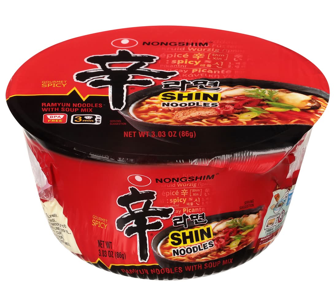 Nongshim Gourmet Spicy Noodles Bowl, Shin (3.1 oz)