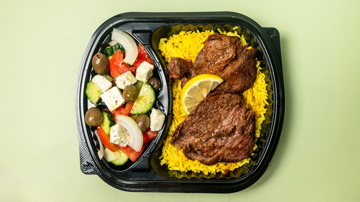 Beef Steak and Basmati Rice and Salad