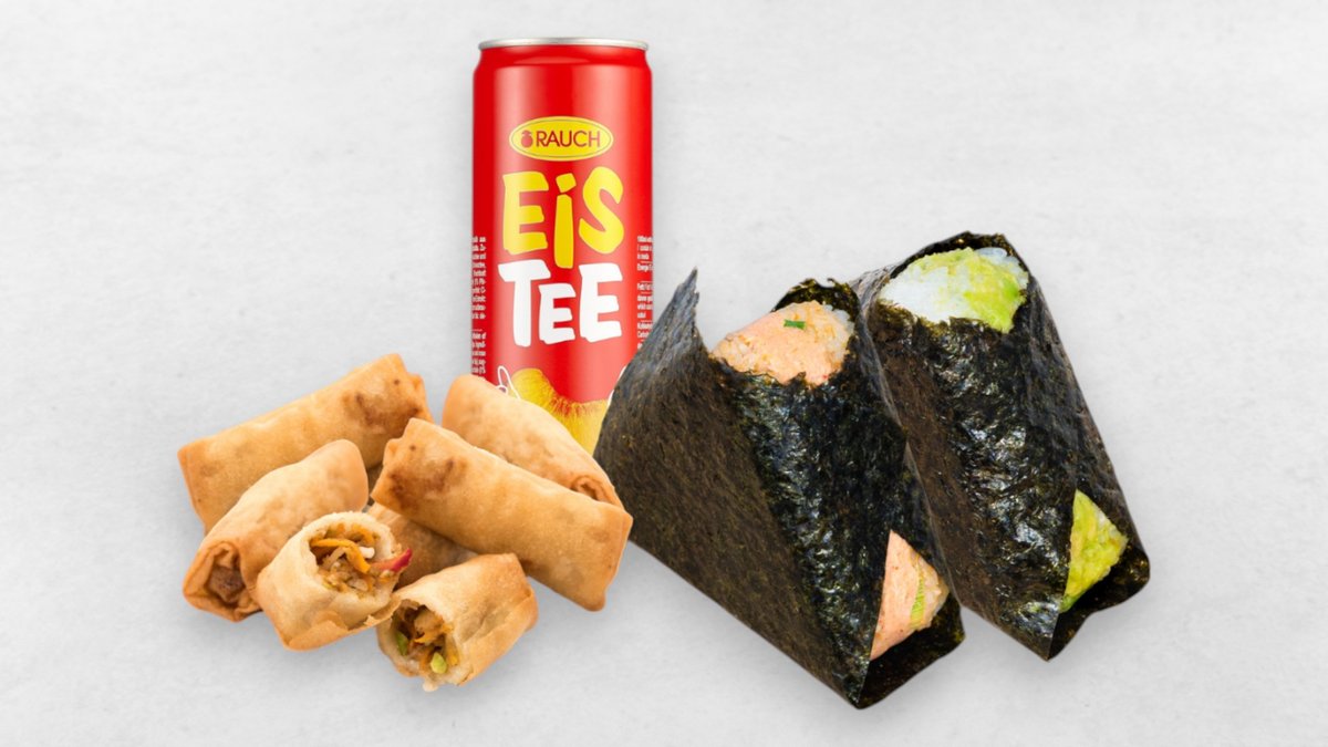 Onigiri mit Frühlingsrollen Menü