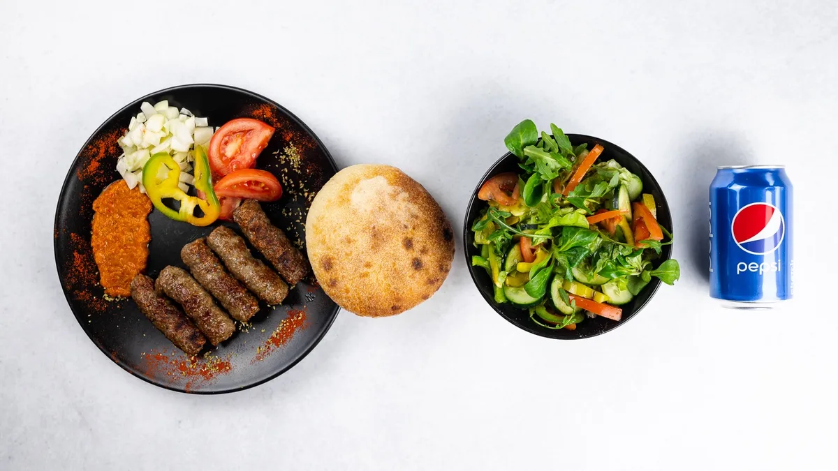 Cevapi (5 pieces), salad and Pepsi 0.33 l