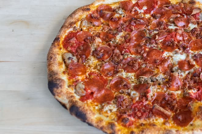 Large Double Dough  Meatball, Sausage, Pepperoni and Bacon