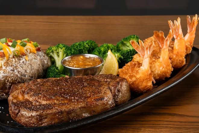 13oz Rockhampton Ribeye* and Choice of Shrimp