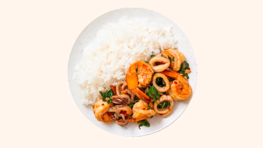 Pad Kha Pao seafood and rice