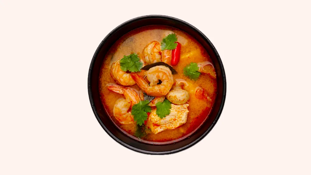 Tom Yum soup and rice
