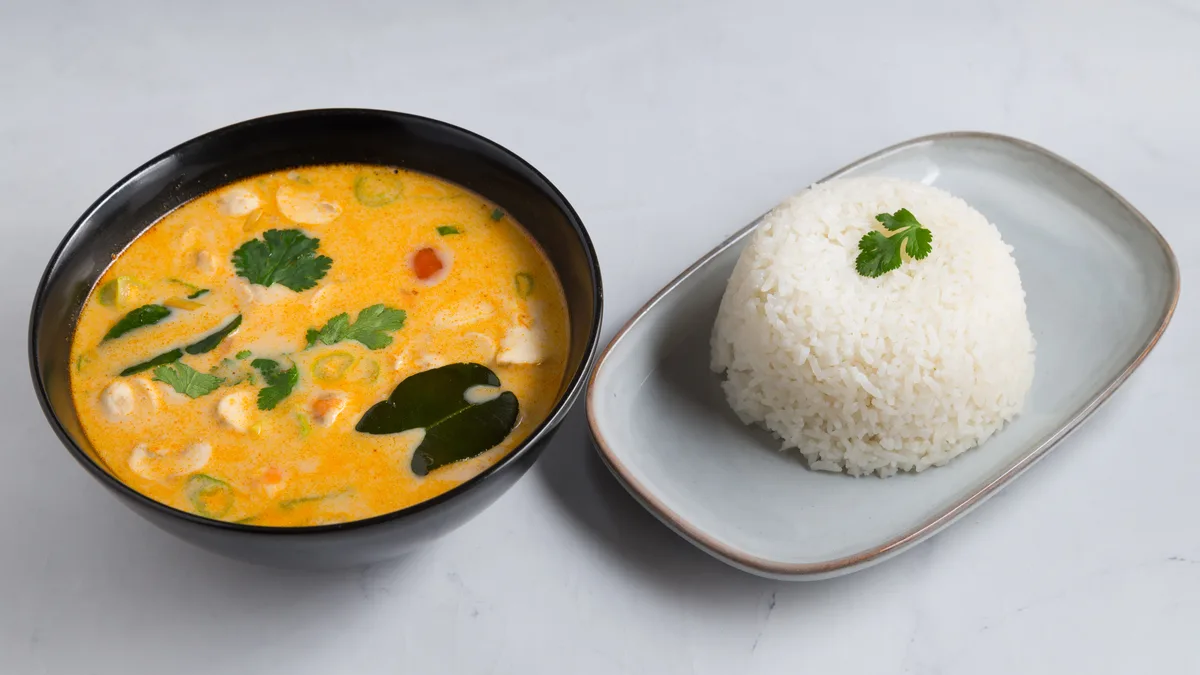 Tom Kha Koong + Rice