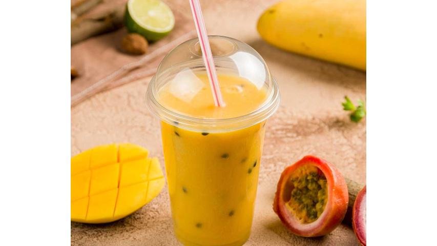Fructul pasiunii, mango, nuci și lapte de migdale