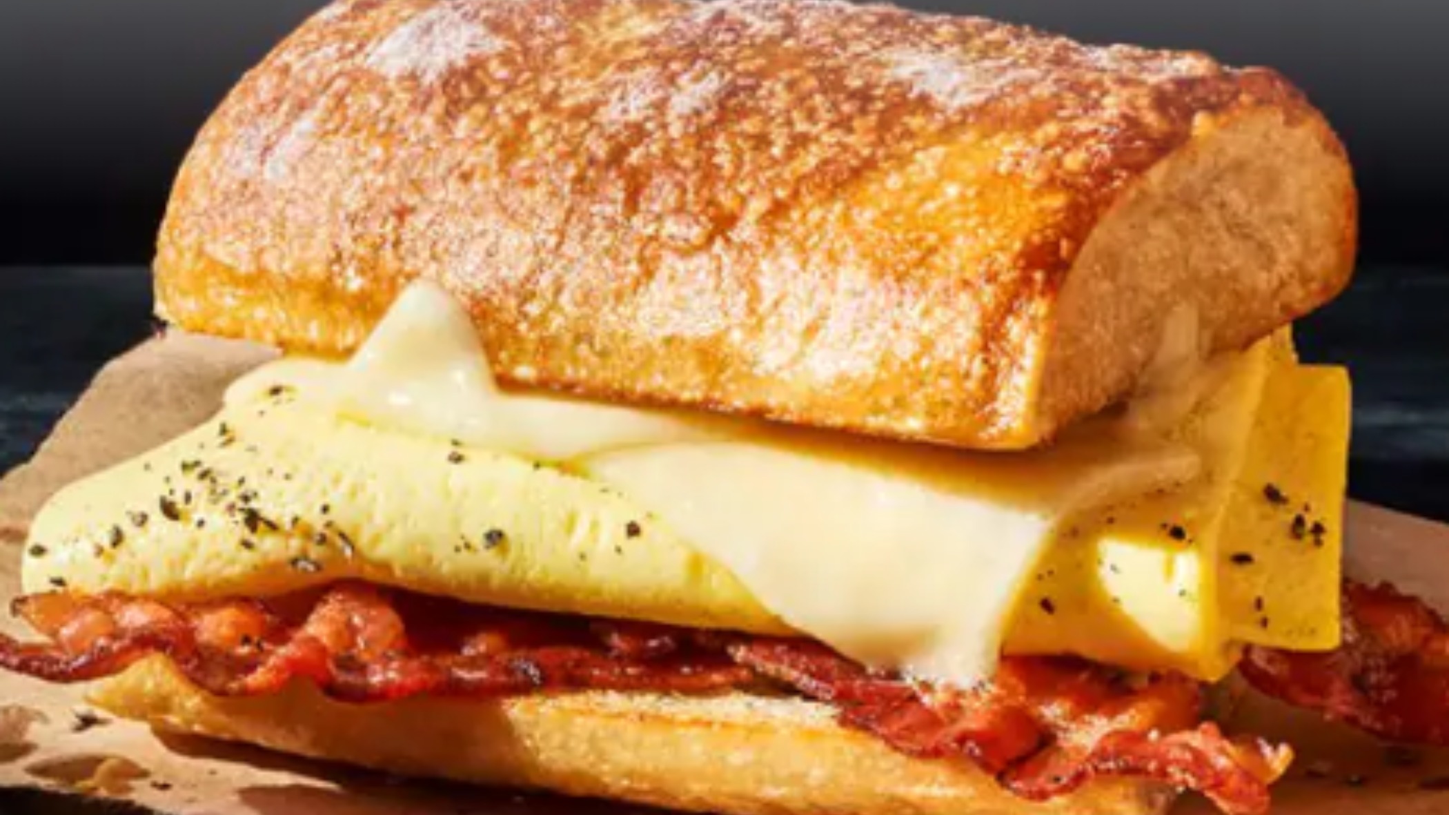Bacon, Scrambled Egg and Cheese on Ciabatta