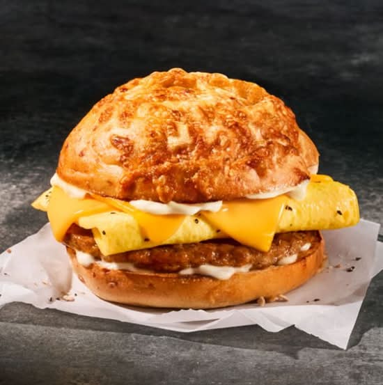 Sausage and Egg Asiago Bagel Stack