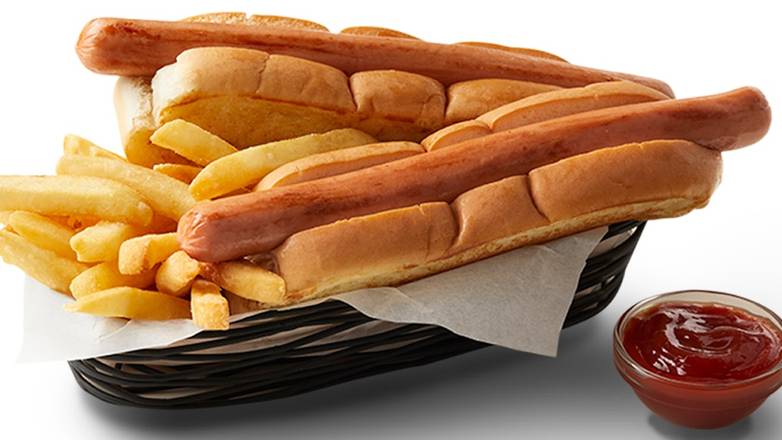 Two Hot Dogs and Fries Basket