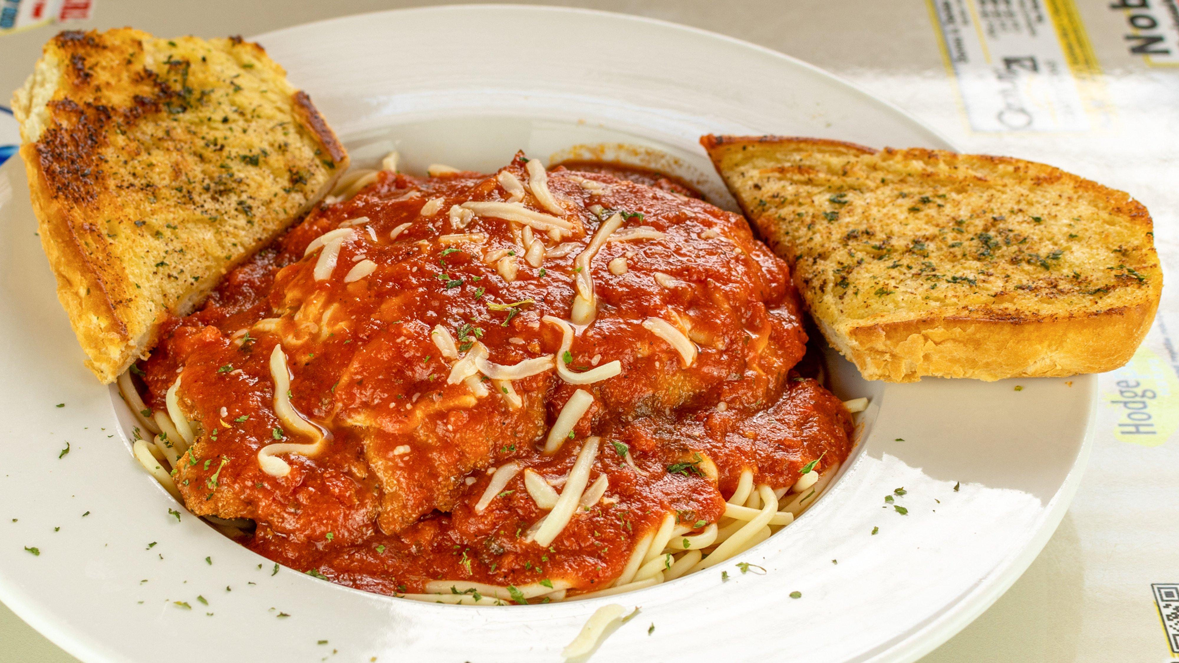 Chicken Parmigiana with Spaghetti