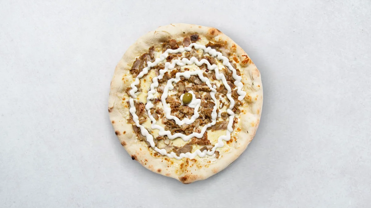 Kebab pizza bianca