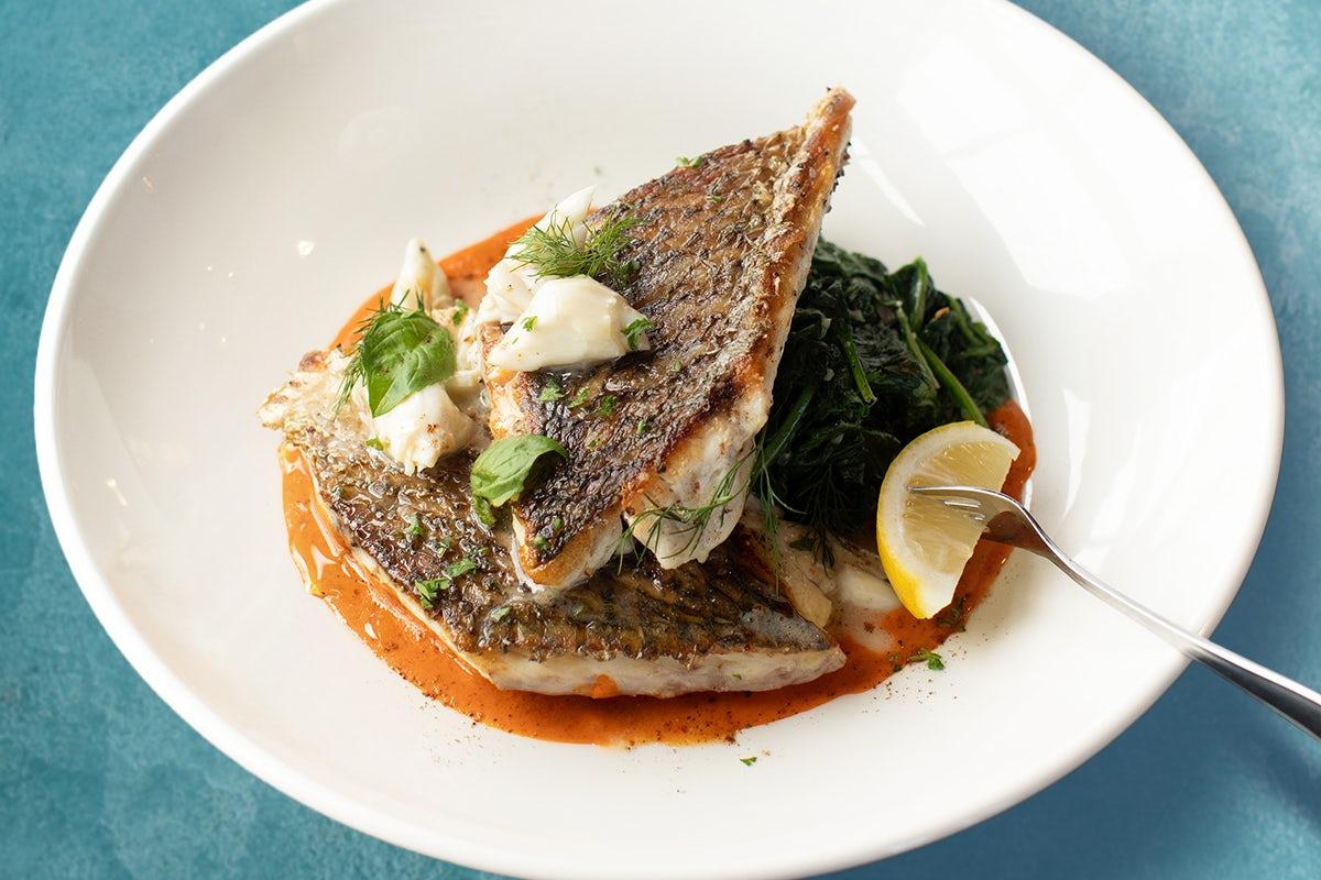 Crispy Skin Redfish and Jumbo Crab