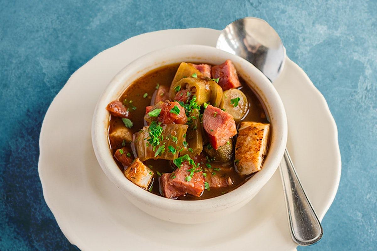 "Louisiana" Andouille Sausage and Seafood Gumbo (APPETIZERS, SOUPS & SIDE SALADS)