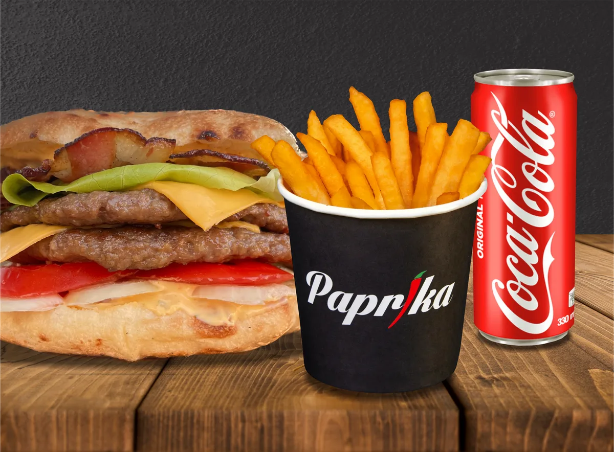 ROYAL + pomfrit i coca cola 0,33