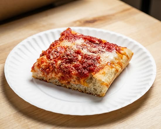 Slice of Sicilian Cheese Pizza (Thick Squares)