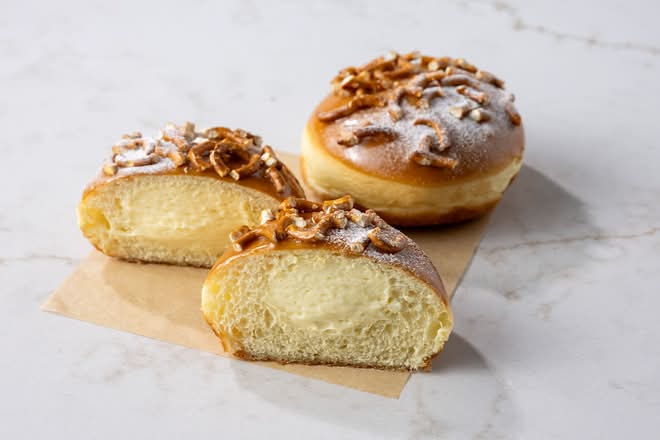 Salted Caramel Pretzel King Cream Donut