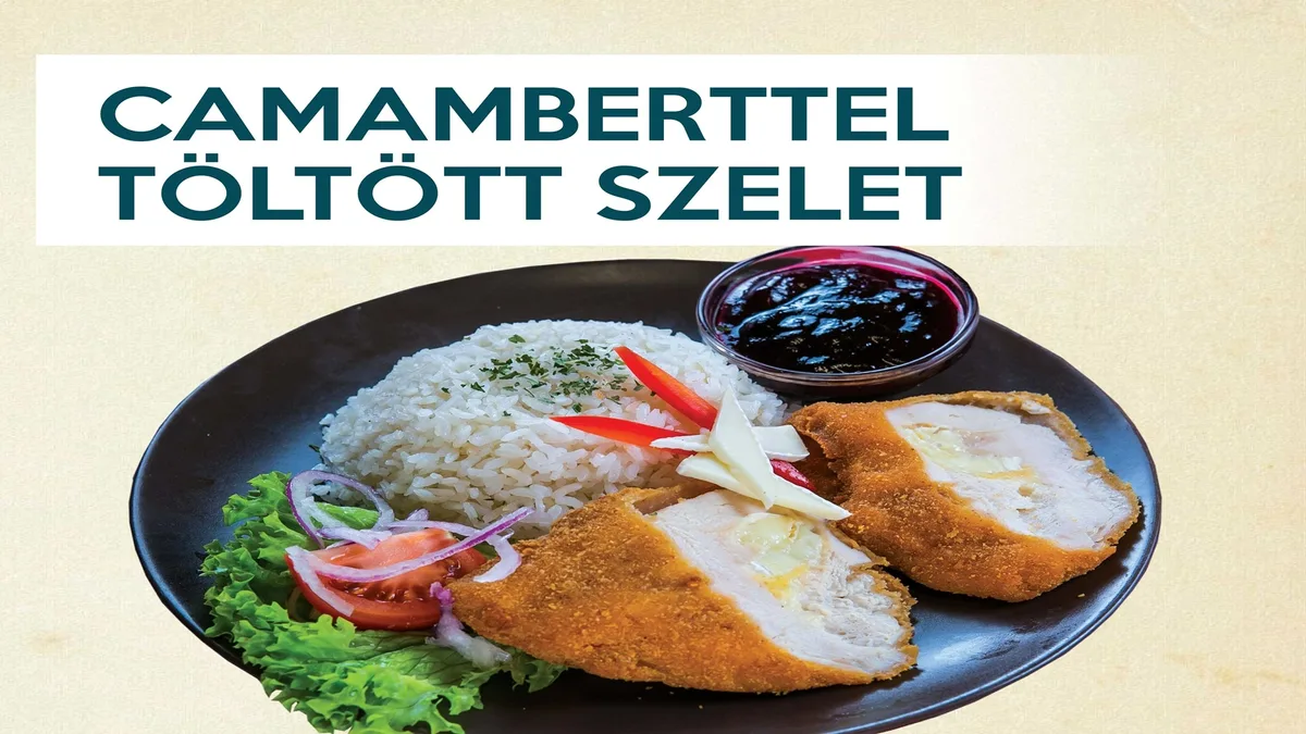 Camamberttel töltött csirkemell,áfonyalekvárral, választható körettel
