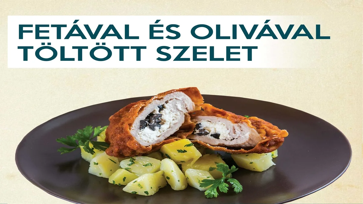 Fetával és olívával töltött csirkemell, választható körettel