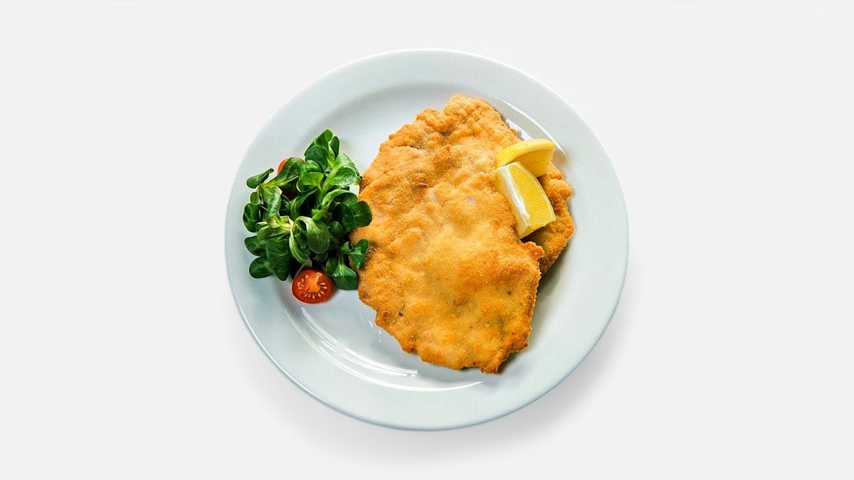 150g SMAŽENÝ VEPŘOVÝ ŘÍZEK hranolky