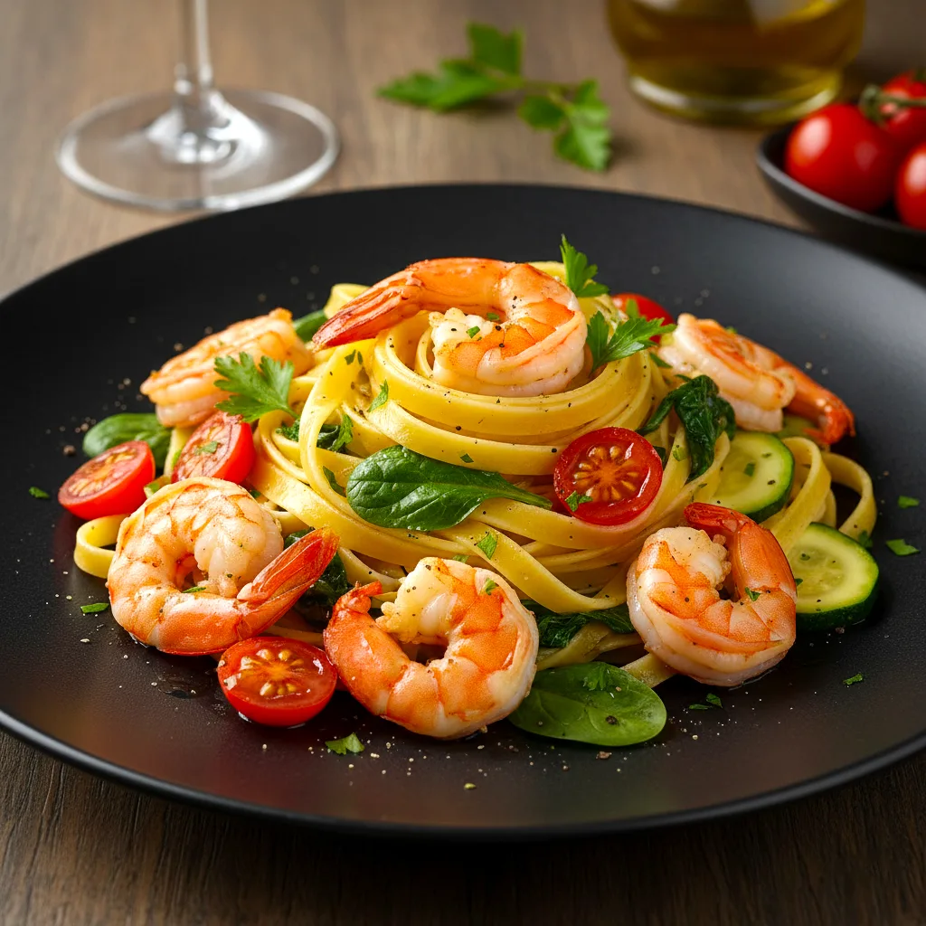 Tagliatelle z KREWETKAMI Black Tiger
