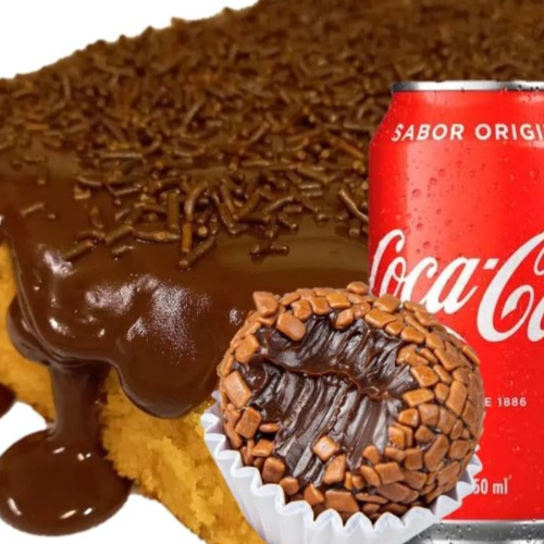 Bolo de Cenoura + 4 Brigadeiros +coca