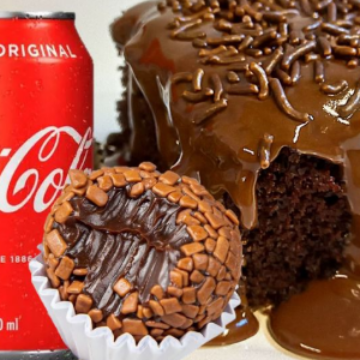 Bolo de Chocolate +4 Brigadeiro + Coca