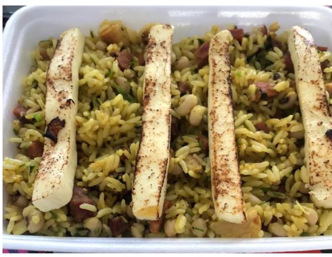 BAIÃO DE DOIS COM PEIXE FRITO E AIPIM P/1