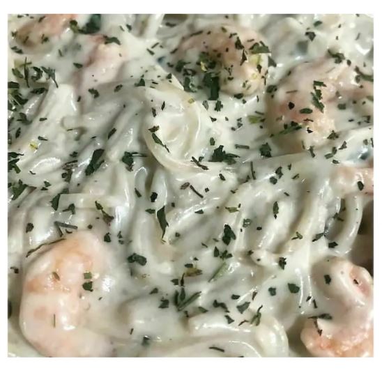 Macarrão com camarão p/1