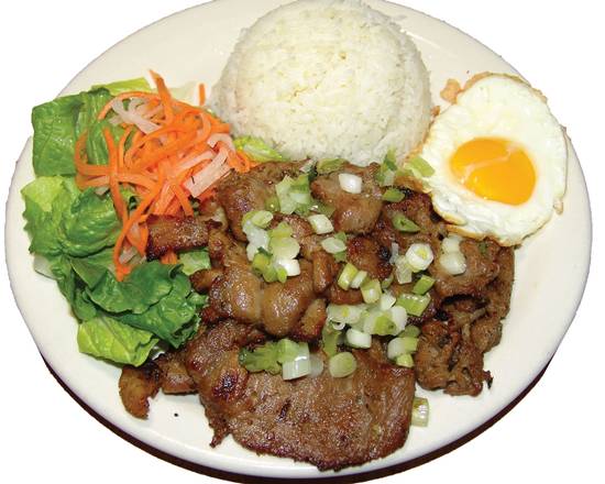 Grilled Pork and Fried Egg Rice Plate (Com Thit Nuong Trung)