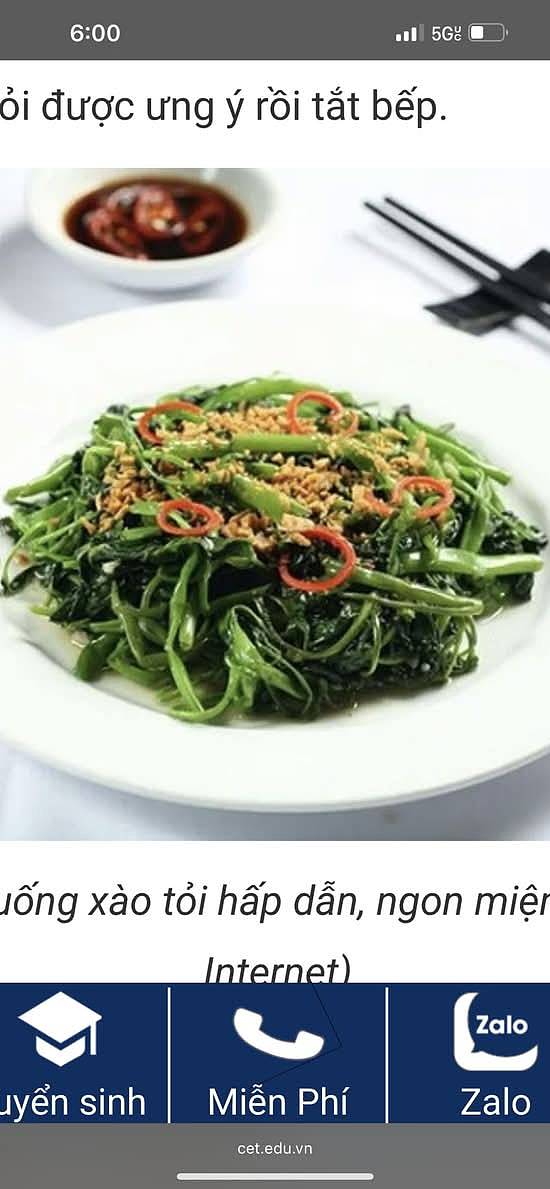 Water Spinach with Garlic/ Rau Muống Xào Tỏi