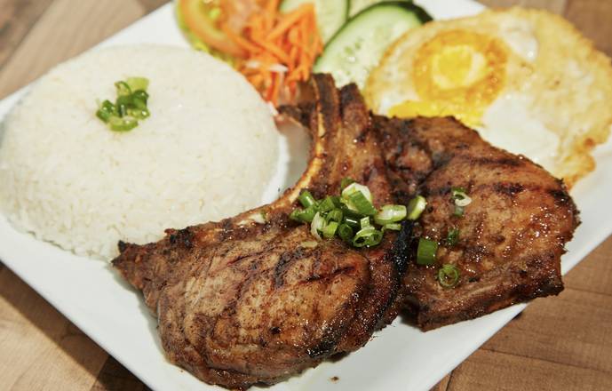 R4 Pork Chops with Fried Egg Rice Plates