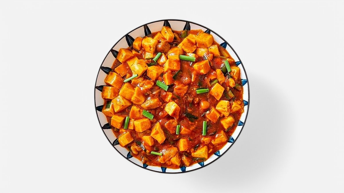 Smažené tofu s rajčatovou omáčkou s rýží