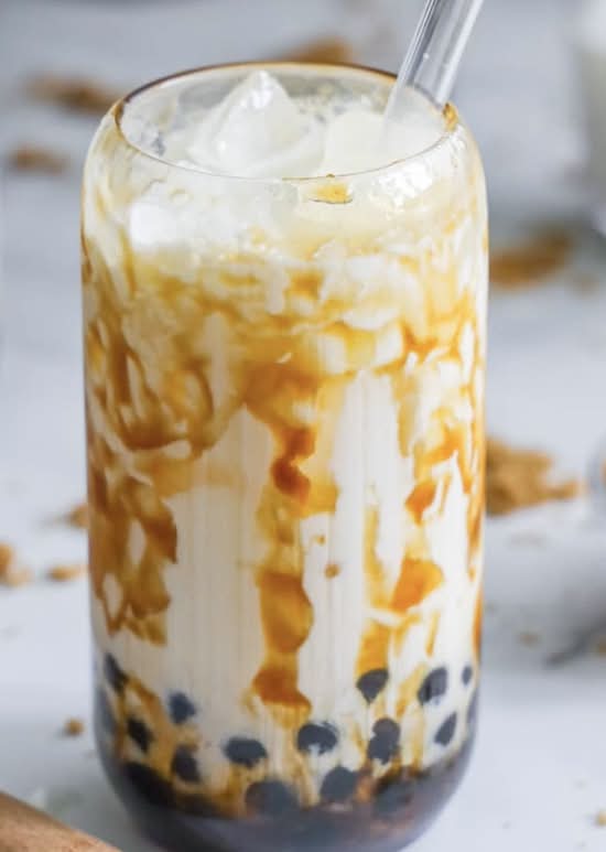 Brown sugar milk tea w boba