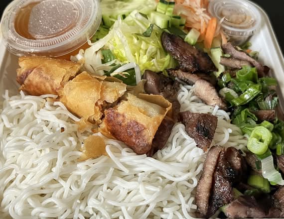Grilled Pork with Eggroll Vermicelli (Bum Heo Nuong, and Cha Gio)