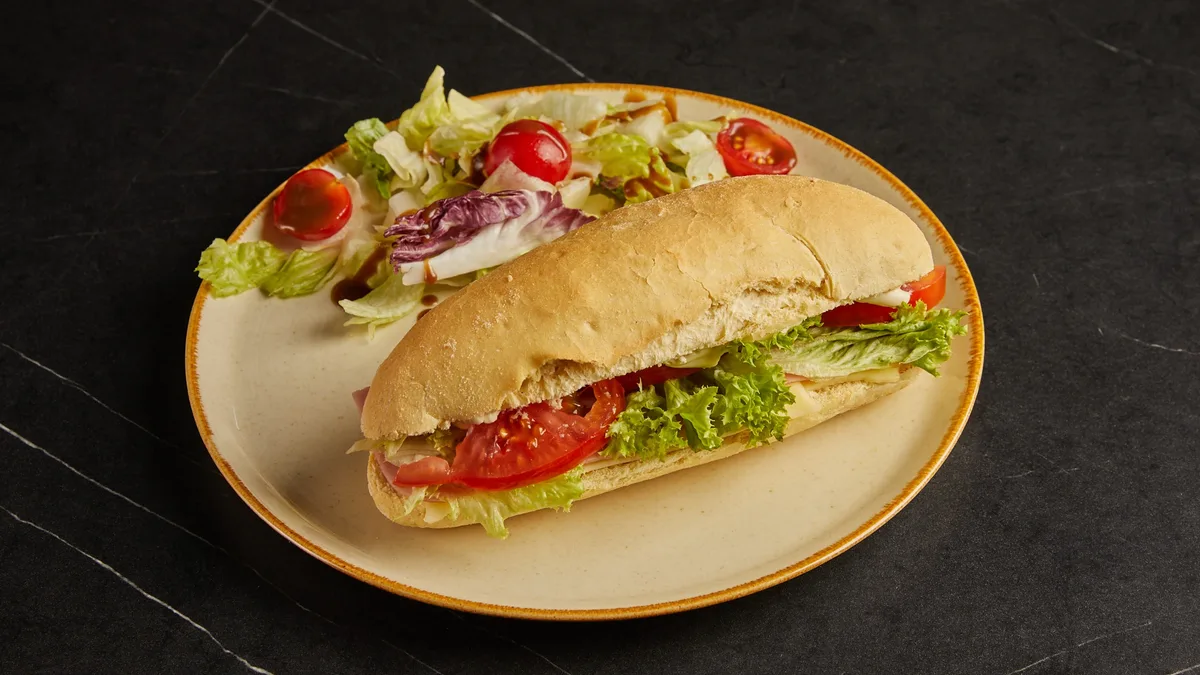 Μπαγκέτα Λευκή Gouda και Ζαμπόν
