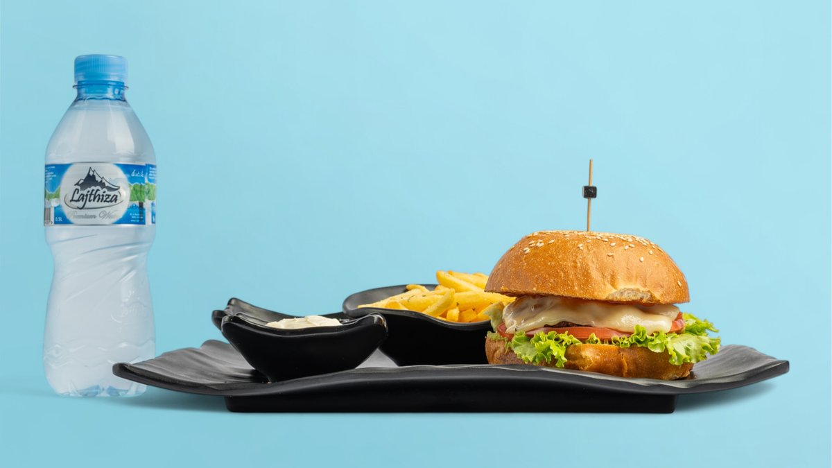 Cheeseburger, Fries and Water