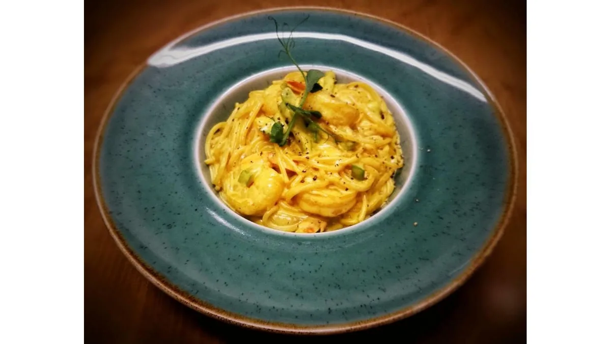 Spaghetti zaferano e gamberi
