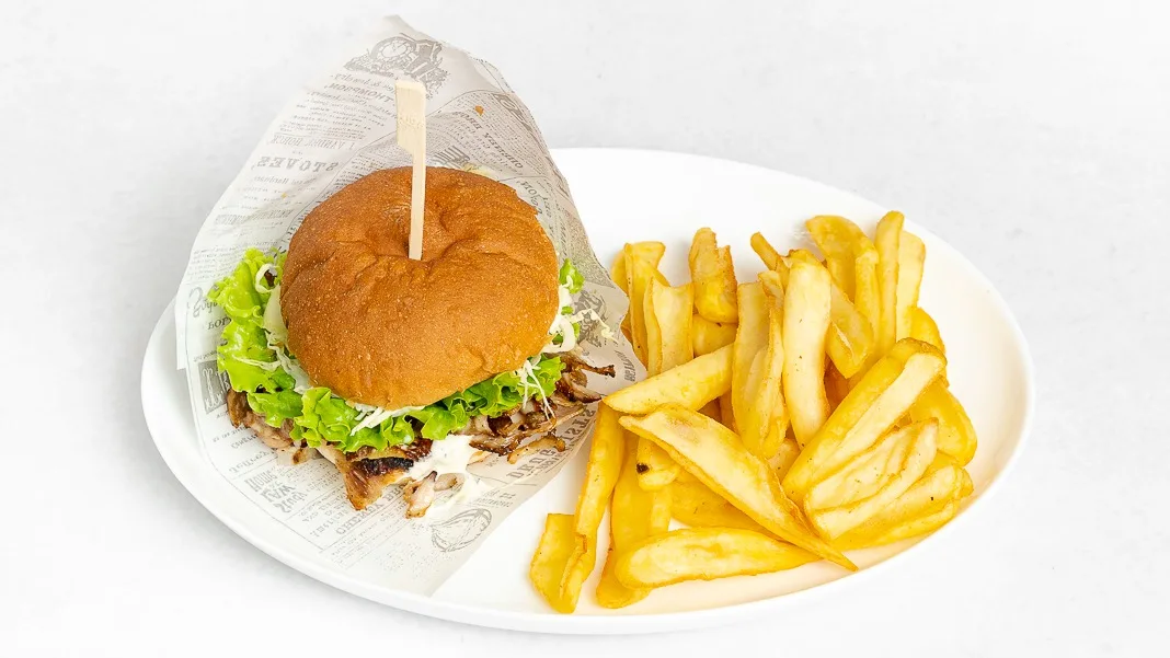 Kebab burger in pomfri