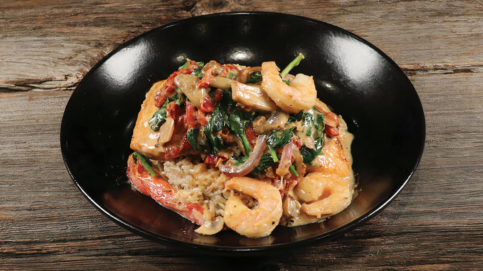 Creamy Garlic Tuscan Salmon and Shrimp