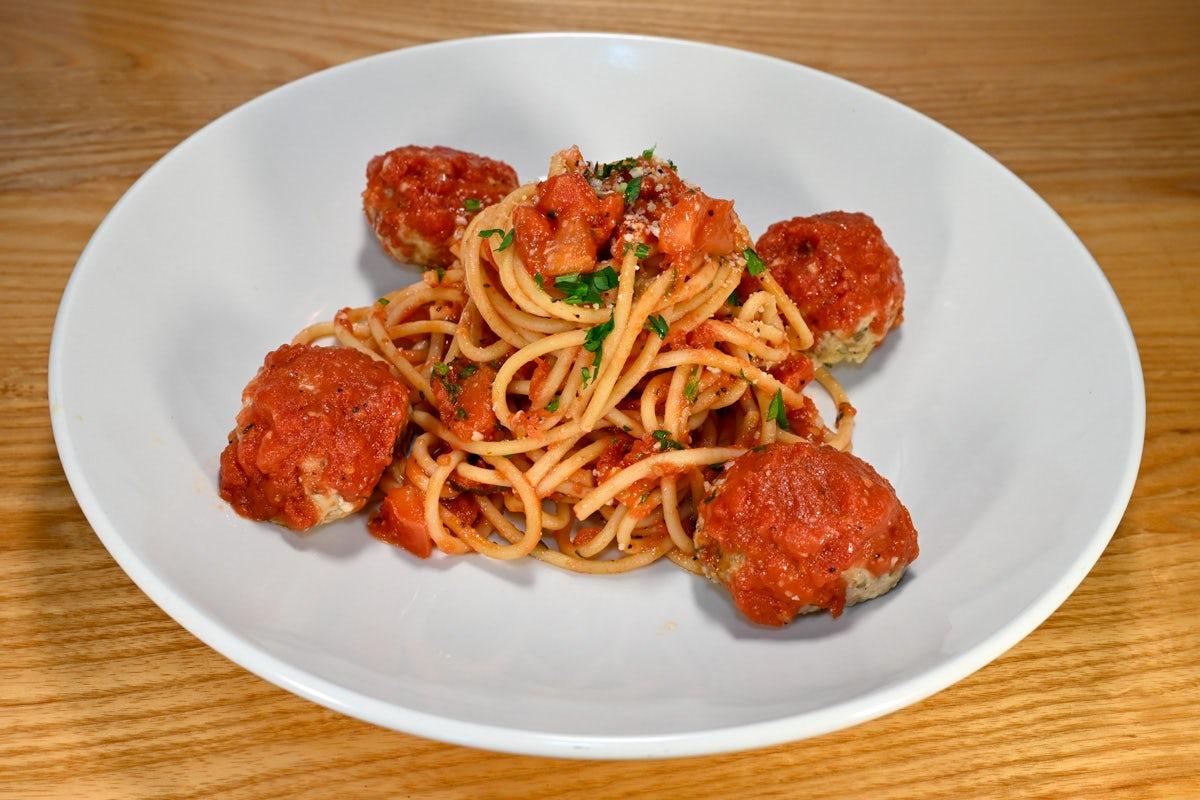 Bucatini + Meatballs
