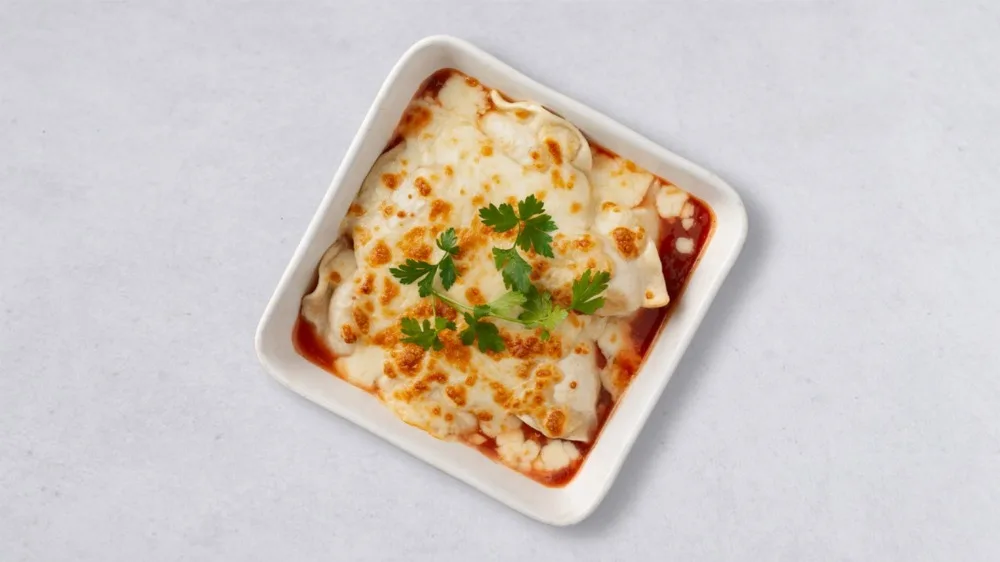 Zapiekane ruskie w sosie serowo-szpinakowym