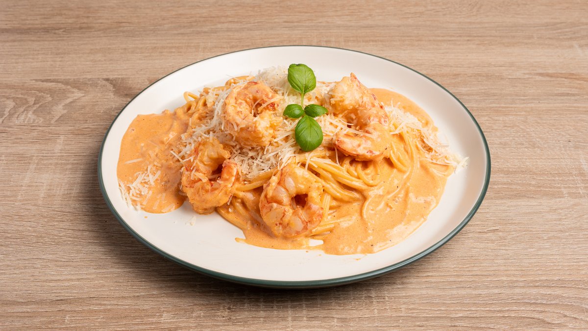 Spaghetti gamberoni tejszínes