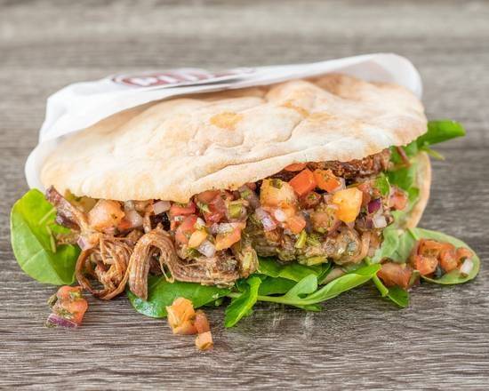 Brisket tomato salsa pita