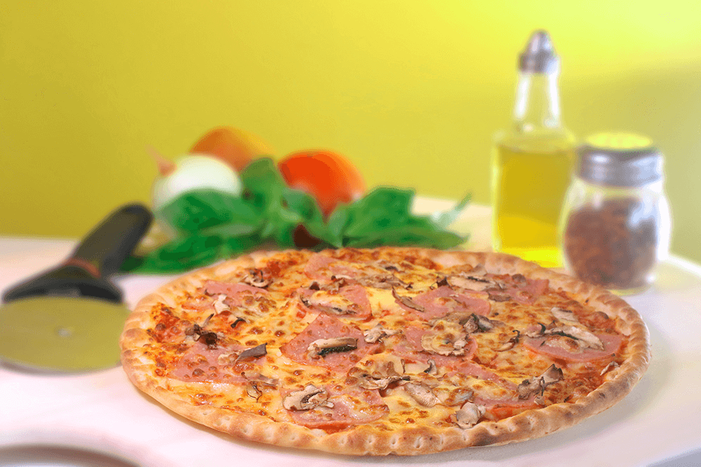 Pizza Jamón y Hongos