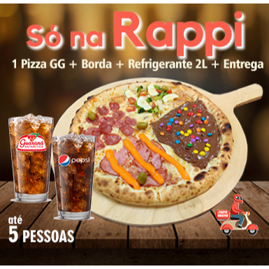 1 Pizza GG ( 12 Fatias ) + Borda + Refrigerante 2l