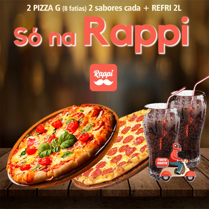 2 Pizza G (8 Fatias) 2 Sabores + Refrigerante 1