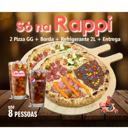 2 Pizzas GG (12 Fatias) + Borda + Refrigerante 2l